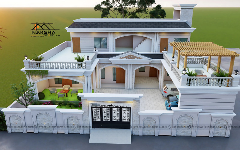 Classical and Contemporary Two-Story Bungalow Exterior Design